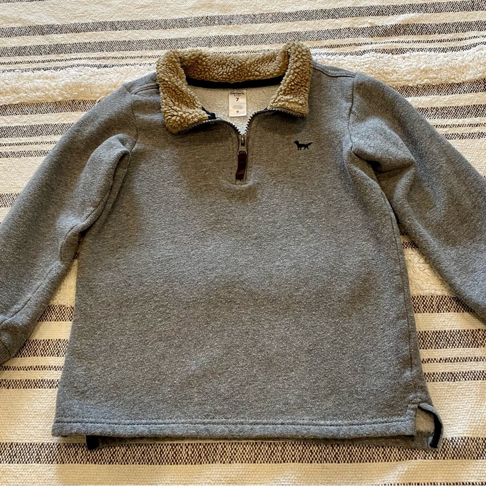 Boy’s size 7 Carter’s 1/4 zip sweater. Heather grey.